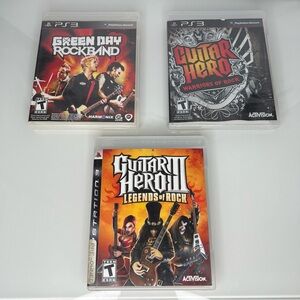 PS3 Rock Band & Guitar Hero (3 Game Combo Lot)